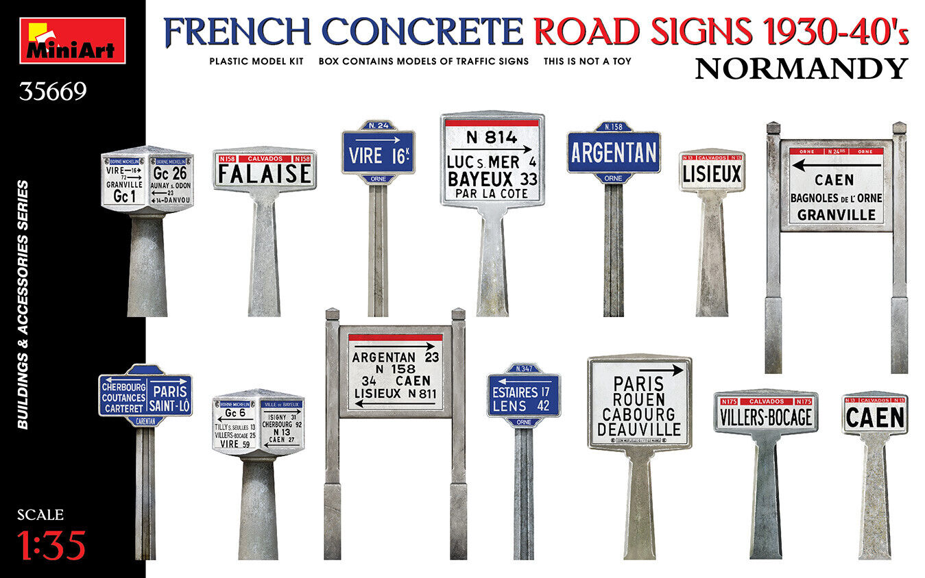 French Concrete Road Signs 1930 / 40's - Normandy
