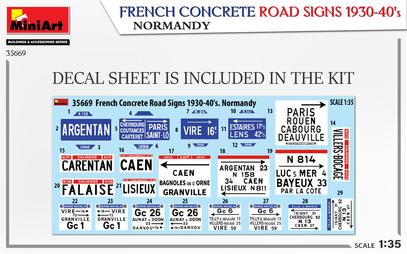 French Concrete Road Signs 1930 / 40's - Normandy