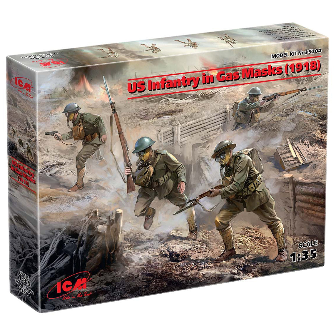 US Infantry in Gas Masks - 1918