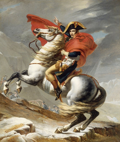 Napoleone attraversa le Alpi - da un dipinto di Jacques Louis David