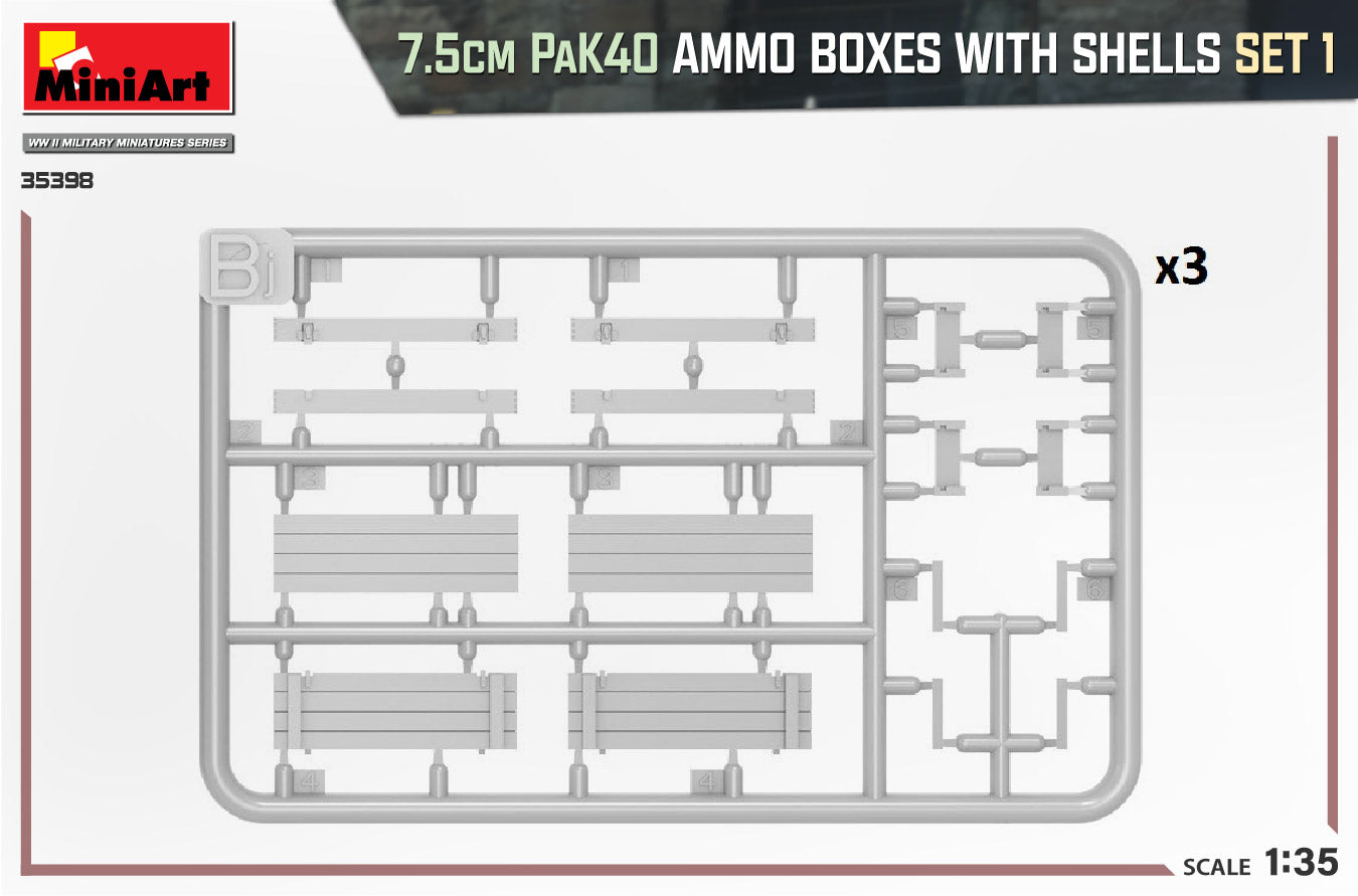 7.5cm PAK40 AmmoBoxes With Shells SET 1