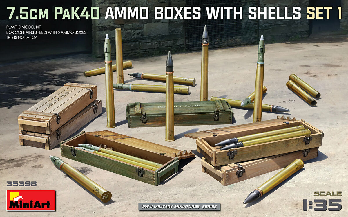 7.5cm PAK40 AmmoBoxes With Shells SET 1 