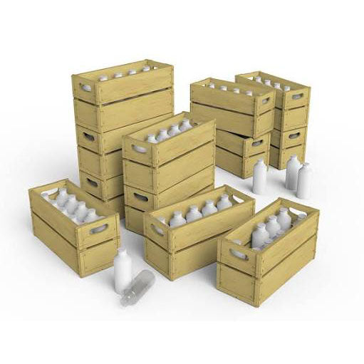 Milk Bottles & Wooden Crates