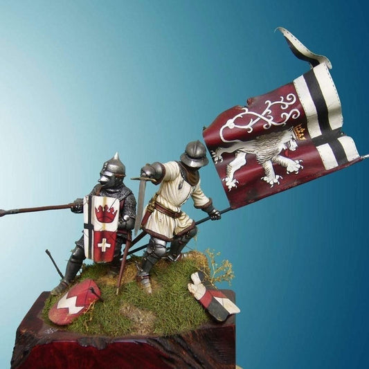 Tannenberg 1410 - Teutonic Order, A Knight and a Sergeant Defend-Their City Flag