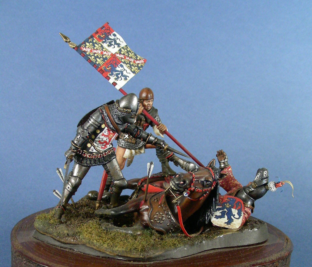 Banners in the mud: an english man-at-arms and a soldier capture a frenche banner - Agincourt, 1415