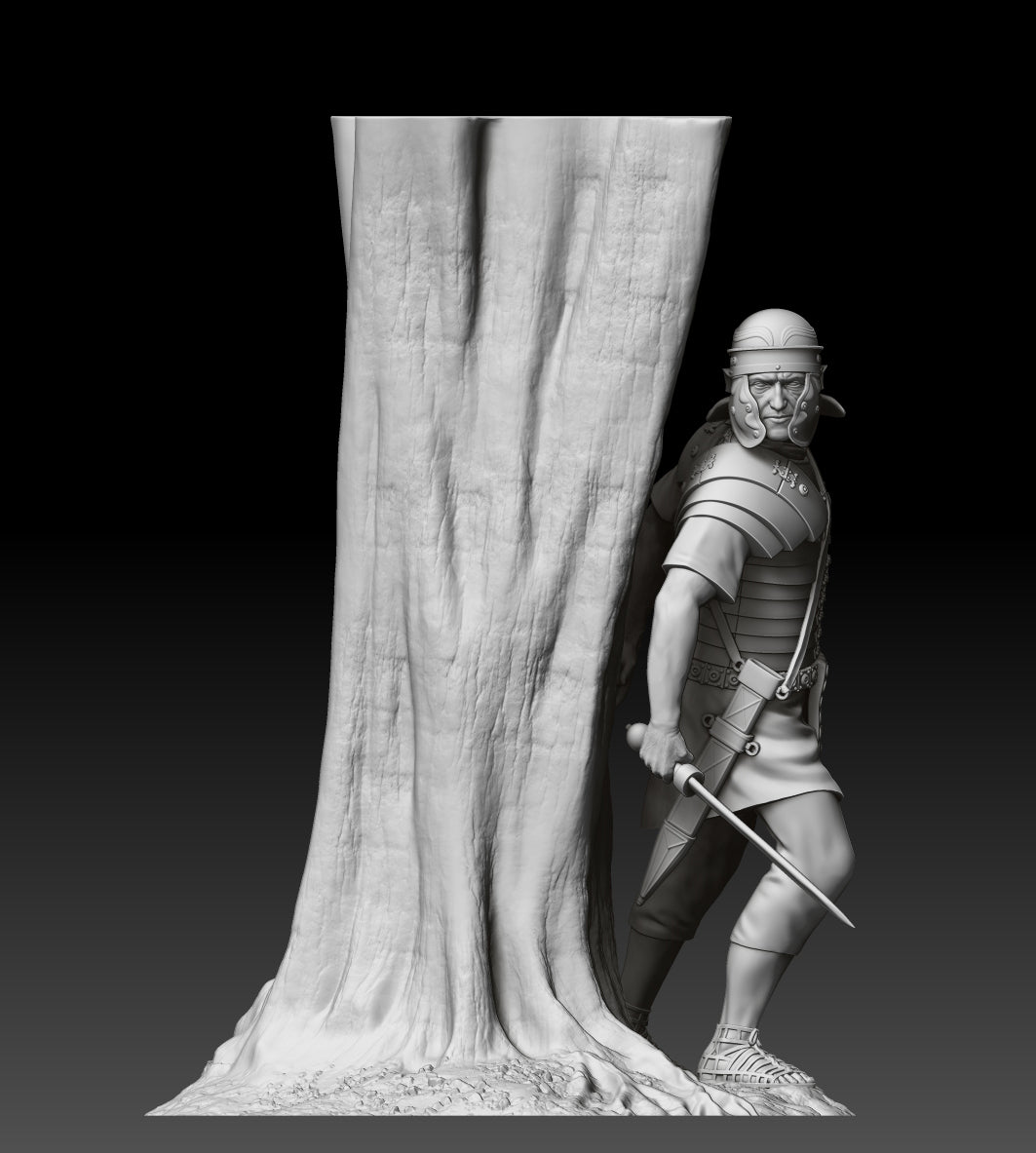 Legionario romano con albero - 54mm